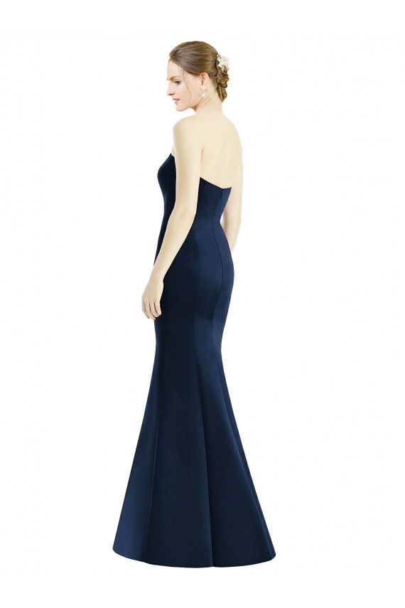 Acheter Bleu marine foncé Sirène Satiné Longue Robes demoiselle d'honneur