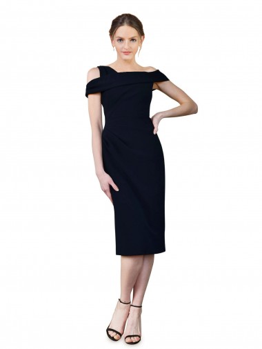 Acheter Bleu marine foncé Sirène Épaule Dénudée Crêpe Stretch Courte Robes demoiselle d'honneur / Robes de soirée / Robes de cocktail