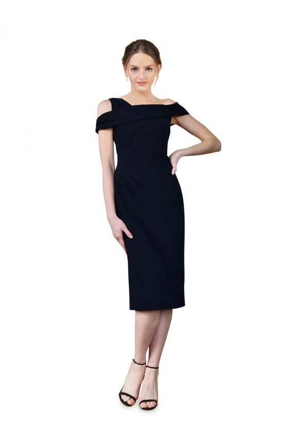 Acheter Bleu marine foncé Sirène Épaule Dénudée Crêpe Stretch Courte Robes demoiselle d'honneur / Robes de soirée / Robes de cocktail