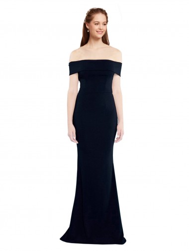 Acheter Bleu marine foncé Sirène Épaule Dénudée Crêpe Stretch Longue Formelles Robes demoiselle d'honneur / Robes de soirée / Robes de bal