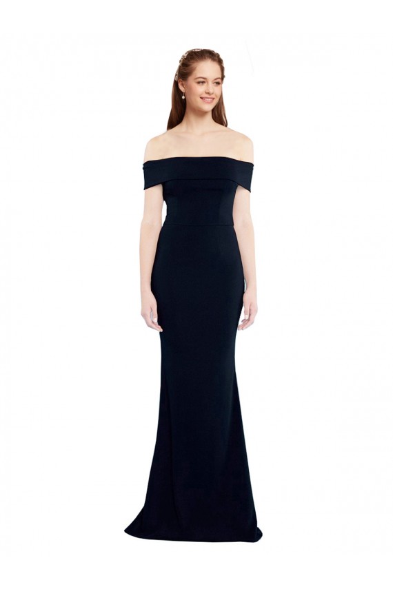 Acheter Bleu marine foncé Sirène Épaule Dénudée Crêpe Stretch Longue Formelles Robes demoiselle d'honneur / Robes de soirée / Robes de bal