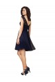 Acheter Bleu marine foncé Trapèze Bateau Tulle Dentelle Courte Robes demoiselle d'honneur / Robes de cocktail
