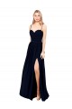 Acheter Bleu marine foncé Trapèze Bretelles spaghetti Mousseline Longue Formelles Robes demoiselle d'honneur / Robes de soirée