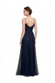 Acheter Bleu marine foncé Trapèze Bretelles spaghetti Tulle Dentelle Longue Robes demoiselle d'honneur