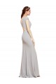 Acheter Bleu marine foncé Trapèze Col Bateau Crêpe Stretch Longue Formelles Robes demoiselle d'honneur / Robes de soirée / Robes de bal