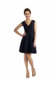 Acheter Bleu marine foncé Trapèze Col V Dentelle Courte Robes demoiselle d'honneur / Robes de cocktail