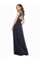 Acheter Bleu marine foncé Trapèze Col V Mousseline Dentelle Longue Robes demoiselle d'honneur