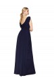 Acheter Bleu marine foncé Trapèze Col V Mousseline Longue Formelles Robes demoiselle d'honneur / Robes de soirée / Robes de bal