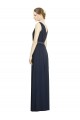 Acheter Bleu marine foncé Trapèze Col V Mousseline Longue Robes demoiselle d'honneur