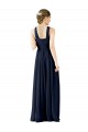 Acheter Bleu marine foncé Trapèze Col V Mousseline Longue Robes demoiselle d'honneur