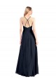 Acheter Bleu marine foncé Trapèze Col V Mousseline Longue Robes demoiselle d'honneur / Robes de bal