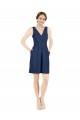 Acheter Bleu marine foncé Trapèze Col V Satiné Courte Robes demoiselle d'honneur / Robes de cocktail