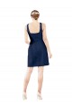 Acheter Bleu marine foncé Trapèze Col V Satiné Courte Robes demoiselle d'honneur / Robes de cocktail