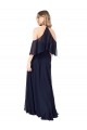 Acheter Bleu marine foncé Trapèze Licou Col Haut Mousseline Longue Robes demoiselle d'honneur
