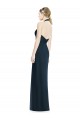 Acheter Bleu marine foncé Trapèze Licou Col V Mousseline Longue Robes demoiselle d'honneur