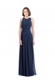 Acheter Bleu marine foncé Trapèze Licou Mousseline Longue Robes demoiselle d'honneur