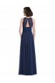 Acheter Bleu marine foncé Trapèze Licou Mousseline Longue Robes demoiselle d'honneur