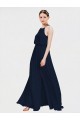 Acheter Bleu marine foncé Trapèze Licou Mousseline Longue Robes demoiselle d'honneur