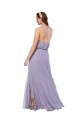 Acheter Bleu marine foncé Trapèze Licou Mousseline Longue Robes demoiselle d'honneur