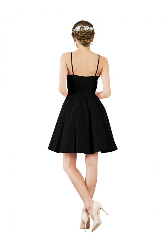 Acheter Bleu marine foncé Trapèze Licou Satiné Courte Robes demoiselle d'honneur / Robes de cocktail