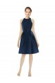 Acheter Bleu marine foncé Trapèze Licou Satiné Courte Robes demoiselle d'honneur / Robes de cocktail