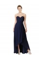 Acheter Bleu marine foncé Trapèze Mousseline Longue Asymétrique Robes demoiselle d'honneur