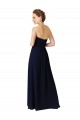Acheter Bleu marine foncé Trapèze Mousseline Longue Asymétrique Robes demoiselle d'honneur