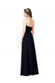 Acheter Bleu marine foncé Trapèze Mousseline Longue Robes demoiselle d'honneur