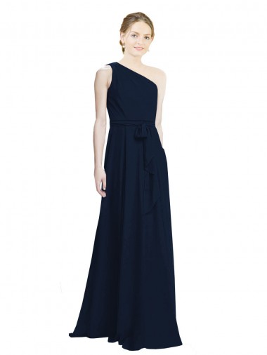 Acheter Bleu marine foncé Trapèze Mousseline Longue Robes demoiselle d'honneur
