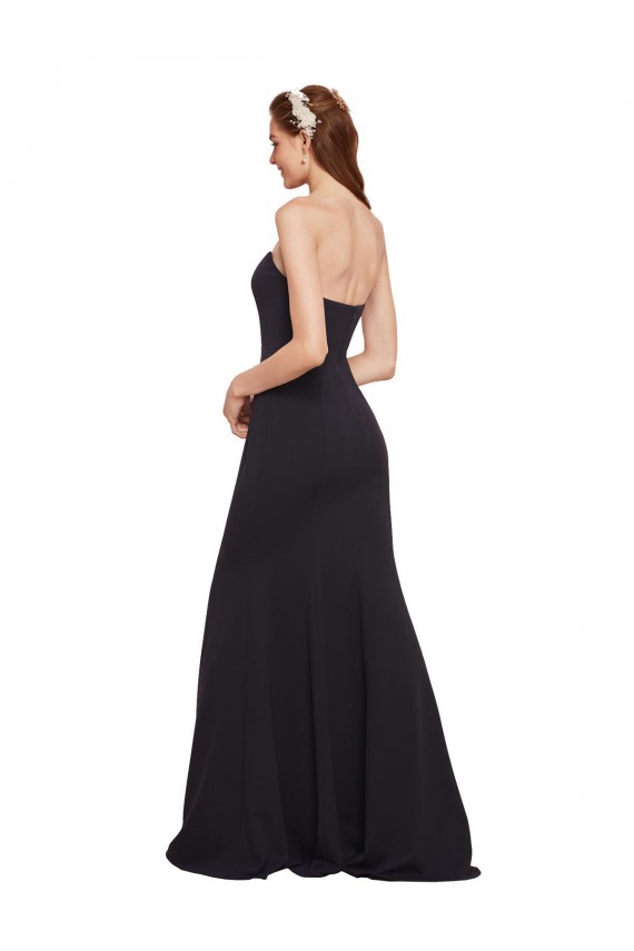 Acheter Bleu marine foncé Trapèze Sans bretelle Crêpe Stretch Longue Formelles Robes demoiselle d'honneur / Robes de soirée / Robes de bal
