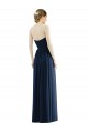 Acheter Bleu marine foncé Trapèze Sans bretelle Mousseline Longue Formelles Robes demoiselle d'honneur / Robes de soirée
