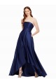 Acheter Bleu marine foncé Trapèze Sans bretelle Satiné Longue Asymétrique Formelles Robes demoiselle d'honneur / Robes de soirée / Robes de bal