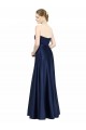 Acheter Bleu marine foncé Trapèze Satiné Stretch Longue Formelles Robes demoiselle d'honneur / Robes de soirée