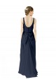 Acheter Bleu marine foncé Trapèze Scoop Mousseline Longue Robes demoiselle d'honneur