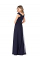 Acheter Bleu marine foncé Trapèze Épaule Dénudée Mousseline Longue Robes demoiselle d'honneur