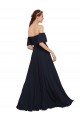 Acheter Bleu marine foncé Trapèze Épaule Dénudée Mousseline Longue Robes demoiselle d'honneur / Robes de bal