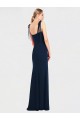 Acheter Bleu marine foncé Trompette Bretelles spaghetti Crêpe Stretch Longue Robes demoiselle d'honneur / Robes de bal