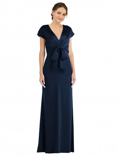 Acheter Bleu marine foncé Trompette Épaule Dénudée Crêpe Stretch Longue Formelles Robes demoiselle d'honneur / Robes de soirée / Robes de bal