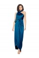 Acheter Bleu paon Fourreau Licou Col Haut Satiné Soyeux Longue Formelles Robes demoiselle d'honneur / Robes de soirée / Robes de bal