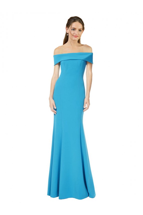 Acheter Bleu paon Fourreau Épaule Dénudée Crêpe Stretch Longue Formelles Robes demoiselle d'honneur / Robes de soirée / Robes de bal