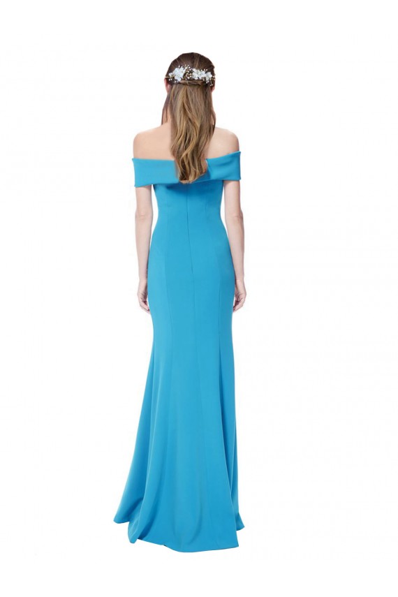 Acheter Bleu paon Fourreau Épaule Dénudée Crêpe Stretch Longue Formelles Robes demoiselle d'honneur / Robes de soirée / Robes de bal