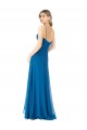 Acheter Bleu paon Trapèze Bretelles spaghetti Mousseline Longue Robes demoiselle d'honneur