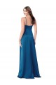 Acheter Bleu paon Trapèze Bretelles spaghetti Satiné Soyeux Longue Formelles Robes demoiselle d'honneur / Robes de soirée / Robes de bal