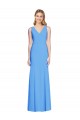 Acheter Bleu paon Trompette Col V Crêpe Stretch Longue Robes demoiselle d'honneur / Robes de bal