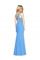 Acheter Bleu paon Trompette Col V Crêpe Stretch Longue Robes demoiselle d'honneur / Robes de bal