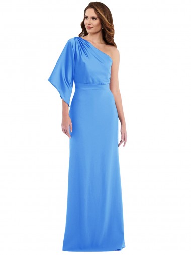 Acheter Bleu paon Trompette Crêpe Stretch Longue Robes demoiselle d'honneur / Robes de bal