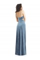 Acheter Bleu poussiéreux Fourreau Col Carré Velours Stretch Longue Formelles Robes demoiselle d'honneur / Robes de soirée / Robes de bal