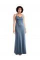 Acheter Bleu poussiéreux Fourreau Velours Stretch Longue Robes demoiselle d'honneur / Robes de bal