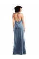 Acheter Bleu poussiéreux Fourreau Velours Stretch Longue Robes demoiselle d'honneur / Robes de bal