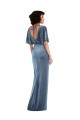 Acheter Bleu poussiéreux Fourreau Velours Stretch Longue Robes demoiselle d'honneur / Robes de bal